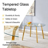 ZUN Modern Luxurious Round Tempered Glass Dining Table with Gold 7-Shaped Metal Legs,suitable for family 09611858