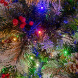 7ft Pre-Lit Christmas Tree - 70 Red Berries 70 Pine Cones, Changeable Lights & Auto-Stretching 16291170