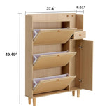 ZUN Modern minimalist storage cabinet MDF bed top cabinet Japanese rattan shoe cabinet, small home 59844581