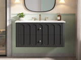 30" Modern Floating Bathroom Vanity with Oval Knobs & Round Edge, Soft-Close Drawer Slides, Bathroom 20155668