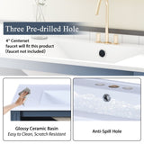 30'' Bathroom Vanity with Ceramic Sink,Solid Wood Frame Bathroom Storage Cabinet with Soft Closing N710P252113C