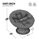 ZUN 41.5" Ergonomic Wicker Papasan Chair with Cloud Thick Density Fabric Cushion,3-proof Cover,High N723P212569E