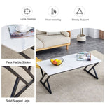 ZUN A modern minimalist style white marble patterned coffee table with black metal legs. Computer desk. W1151P154283