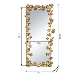 61" x 31" Full Length Mirror with Golden Leaf Accents, Floor Miiror for Living Room Bedroom W2078135189