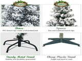 7.5ft Snow Flocked Pencil Christmas Tree - 641 Branch Tips, 350 Warm LED Lights, PVCMetal 44605687