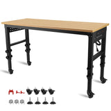 60" 24'' Adjustable Workbench, Rolling Heavy-Duty Worktable with Power Outlet and Wheels, Large W1239P179961