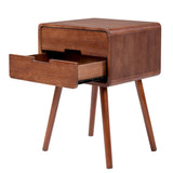Wood Nightstand End Side Table with Drawer & Solid Wood Legs for Living Room, Bedroom 55985215