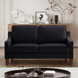 Modern Loveseat sofa for Living Room, Upholstered Velvet Small Couch with Wooden Legs for Livingroom W2186P143469