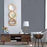 3 Mirror Piece Wall Mirror in Gold Rectangular Frame, Home Wall Decor for Bedroom Living Room, W2078124321