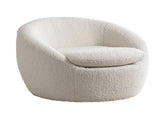 Winnie Modern Teddy Boucle Fabric Barrel Chair, 360&deg Swivel, White T2574P184972