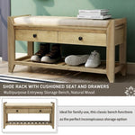 ZUN TREXM Shoe Rack with Cushioned Seat and Drawers, Multipurpose Entryway Storage Bench WF195386AAN