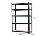 150 x 75 x 30cm 5 Tiers Powder Coated Storage Rack Black 52028120