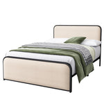 ZUN Modern Metal Bed Frame with Curved Upholstered Headboard and Footboard Bed with Under Bed Storage, WF319290AAA