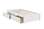 ZUN Twin Bed with 2 Drawers, Solid Wood, No Box Spring Needed ,White 95467586