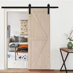 ZUN 30 in. x 84 in. Unfinished Sliding Barn Door with 5.5FT Barn Door Hardware Kit & Handle ,K 00932362