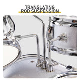 14"x10" 5-Pieces Junior Kids Drum Set Kit Pedal Drum Stick Wrench Drum Stool Silver 96527126