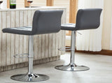 Swivel Faux Leather Adjustable Hydraulic Bar Stool, Set of 2, Gray T2574P164841