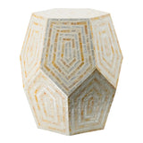 18x18x21" Hexagonal Capes Capiz Stool, Cream/Yellow W2078P326492