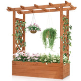 43.5*17.5*44.5 In Fir With Arched Lattice Raised Garden Bed Wooden Planting Frame Teak Color 39513939