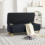 47.24''W Storage Ottoman,Upholstered Velvet Fabric Storage Ottoman with Safety Hinge, gold W579P224706