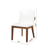 Modern Walnut-Finish Wood & White Glossy PU Leather Upholstered Dining Chairs Set of 2 N842P299016H