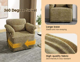 360 Degree Square Swivel Accent Sofa Chair,Fluffy Fabric Lounge Wide Upholstered Reading Chair with W2012P319076