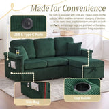UNITED WE WIN L-Shaped Sectional Sofa with Pull-Out Storage,Ottoman & Pillows 3-Seat with USB W1568P332404
