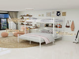 Sturdy Metal Twin Over Full Bunk Bed Frame with Practical Ladder & Storage Shelf, Modern W1935P463331