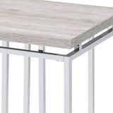 Natural Oak and Chrome End Table with Metal Sled Base B062P189175