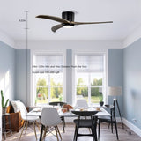 52" Flush Mount Ceiling Fan Solid Wood Blades Ceiling Fan With Light with Remote Control, Noiseless W1592P322632