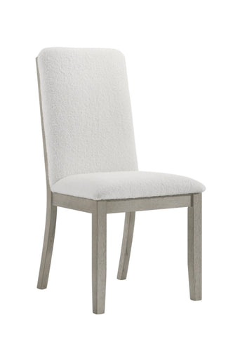 ZUN 2pc Gray Finish Side Chair White Fabric Upholstered Seat Contemporary Transitional Style Dining Room B011P162545