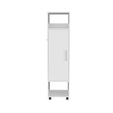 ZUN Cluster 63" Tall Wardrove One-Door Cabinet with Mirror, Three Shelves, Casters and Hanging Rod, B070P210732