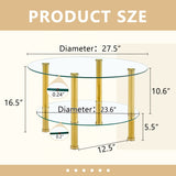 Contemporary Minimalist Double Layer Tempered Glass Coffee Table - 27.5" Top and 23.6" W1512P355039