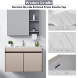43 Inch Marble Vanity Top, White Vanity Top with Pre-drilled Faucet Holes, Bathroom Vanity Top with 29510975