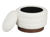 Round Rotating Storage Footstool with Solid Wood Frame, No Assembly Required Makeup Chair with 5.5 89655409