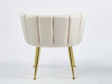 Modern OFF WHITE dining chair with iron tube golden color legs, velvet and comfortable W234P256809