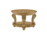 22'' Two Tone Round End Table,Solid Wood Sofa Side Table with Shelf,Living Room Corner Table Easy 47175577