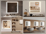 36*36in LED Bathroom Mirror, Anti-Explosion Glass, Rust-Resistant, Anti-Fog Features, Tri-Color W2709P243340