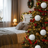 6PCS Set 4" Christmas Ball Ornaments Cream Ruffle Hangingations for Xmas Tree Holiday Home 05858806