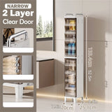 Small Narrow Storage Cabinet with Doors and Shelves Slim Waterproof Bathroom Storage Organizers 01685887