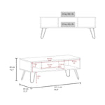 ZUN Coffee Table 15.7" H, with 4 Legs and 2 Shelves, White B097P250888