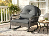 Mix Gray Handwoven PE Rattan Porch Rocking Chair, Metal Frame Safe Smooth Rocker with Removable 38238544