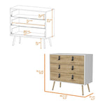 ZUN White and Macadamia 3-Drawer Dresser B062P175198