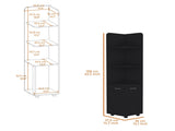 Sunriver Corner Shelf with Cabinet, 3-Tier Shelf, Metal Handles B128P203049