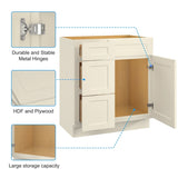 30 in. W x 21 in. D x 34.5 in. H in Antique White Plywood Ready to Assemble Floor Vanity Sink Base T3210P282883