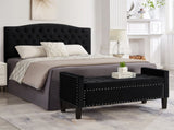 Upholstered Tufted Button Storage Bench with nails trim,Entryway Living Room Soft Padded Seat with 68033882