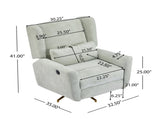 Power Recliner Chair Swivel,Boucle Upholstered 360&deg Swivel Recliner with gold 5 star base-light N771P298185L