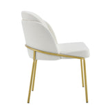 set of 2 dinning chair white seat brown leg W370P193934