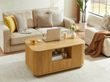 46.5"modern luxury oval coffee table with drawers and storage compartments, curved contour design, W1162P339120