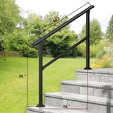 Hand Rails for Outdoor Steps, 3-4 Step Handrail 2 Pack T3210P298173